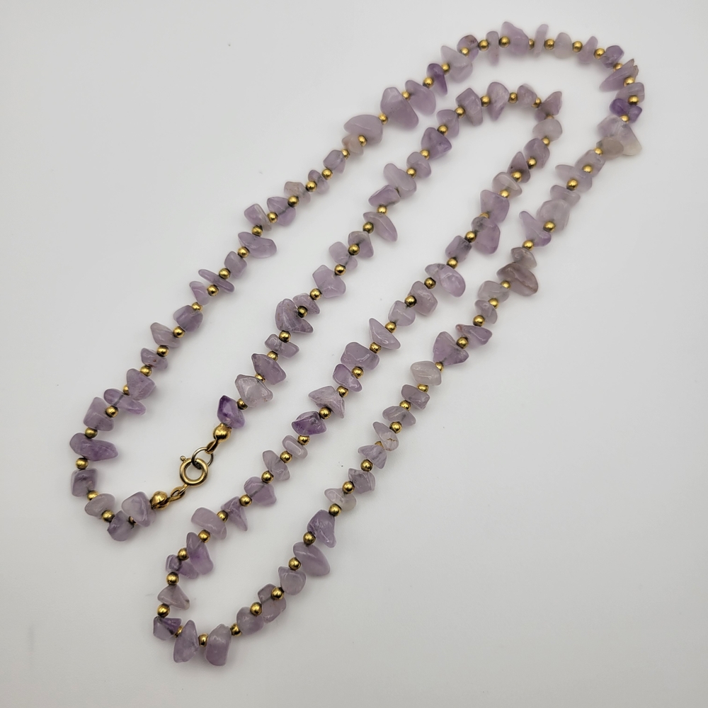 Beautiful Beaded Amethyst Necklace 60cm